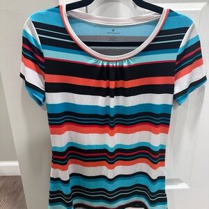 Worthington Multicolor Striped Short Sleeve Tee